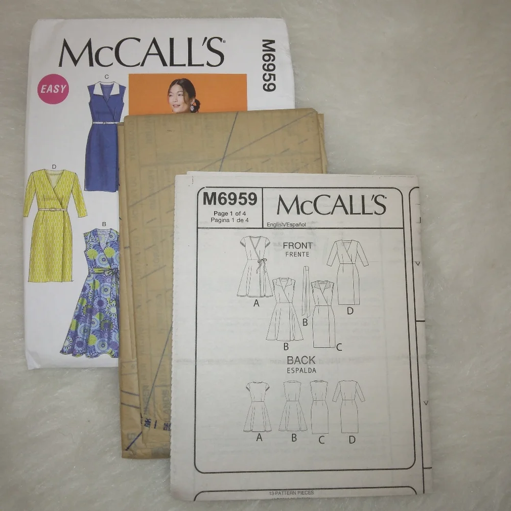 McCall's M6959 EASY Wrap dress in variations Size 14-22